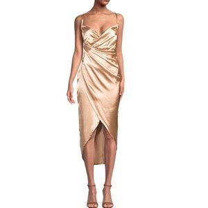 Rachel Roy Champaign gold tan satin dress